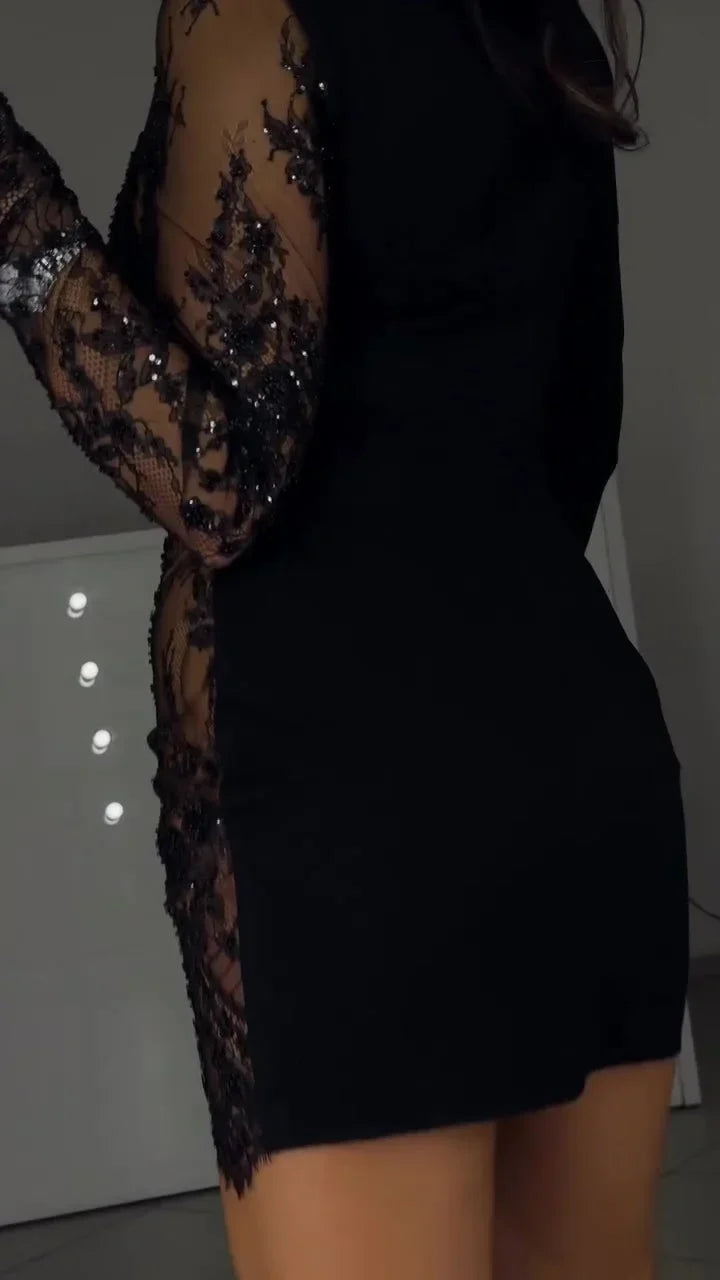 Amelia - Lace Accent Mini Dress Valrynlondon