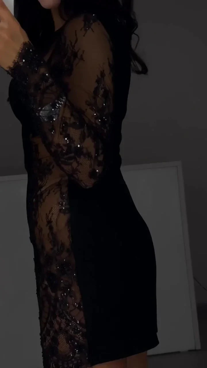 Amelia - Lace Accent Mini Dress Valrynlondon