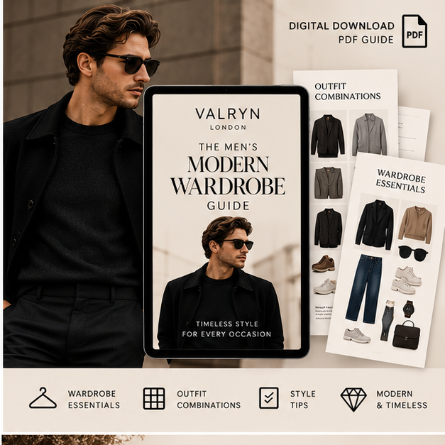 Valryn London Men's Modern Wardrobe Guide digital product mockup